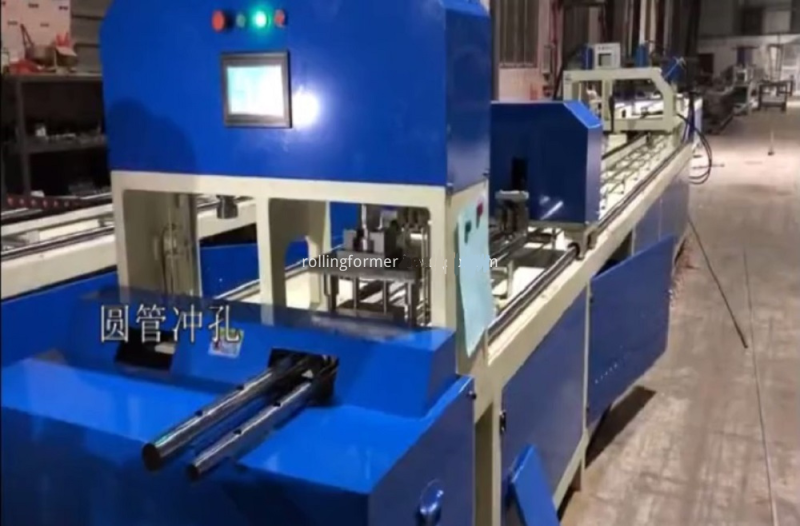 Double station holes profile channel punching machine: round tube punching station