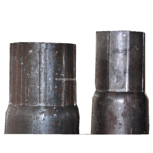 Tube diameter reducing machine: reduced pipe end samples