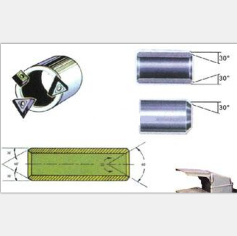 Deburred tube end: technical illustration with dimensions