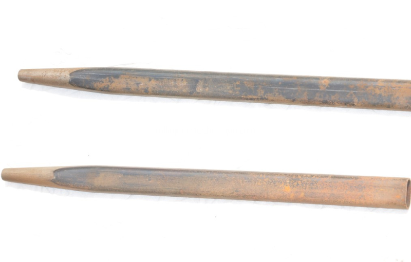 Taper pipe end cone former: long tapered rods after cone forming