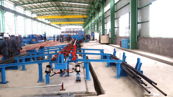 Welded pipe production line inside the factory