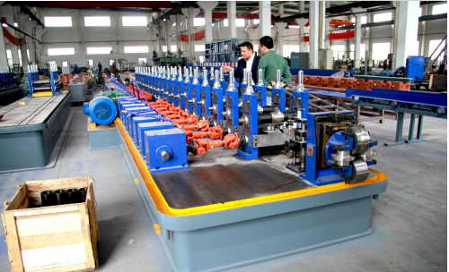 Steel welded tube roll forming line installed in the workshop