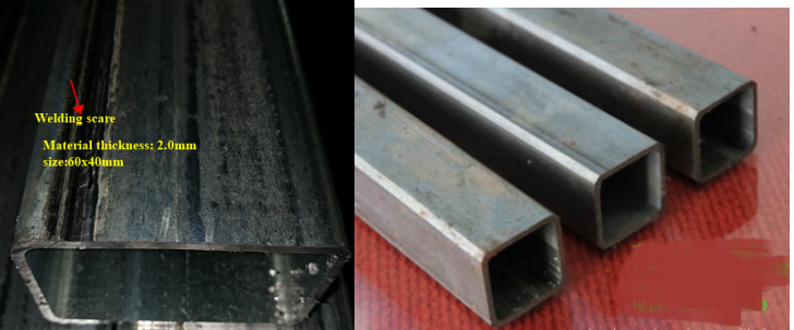 Economic slow speed TIG steel pipe welding machine: square and rectangular tube samples