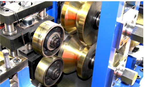HG50 construction pipe roll forming machine: forming rolls close-up