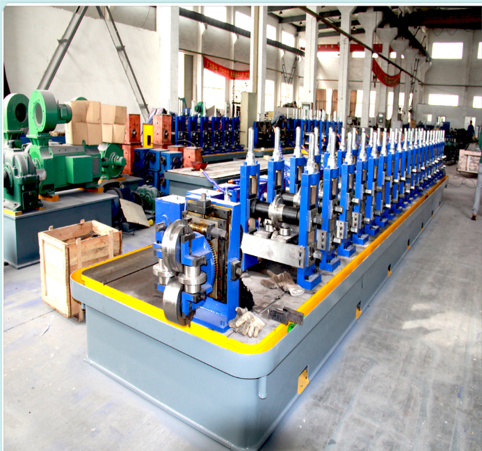 Welded square pipe roll forming line in the workshop