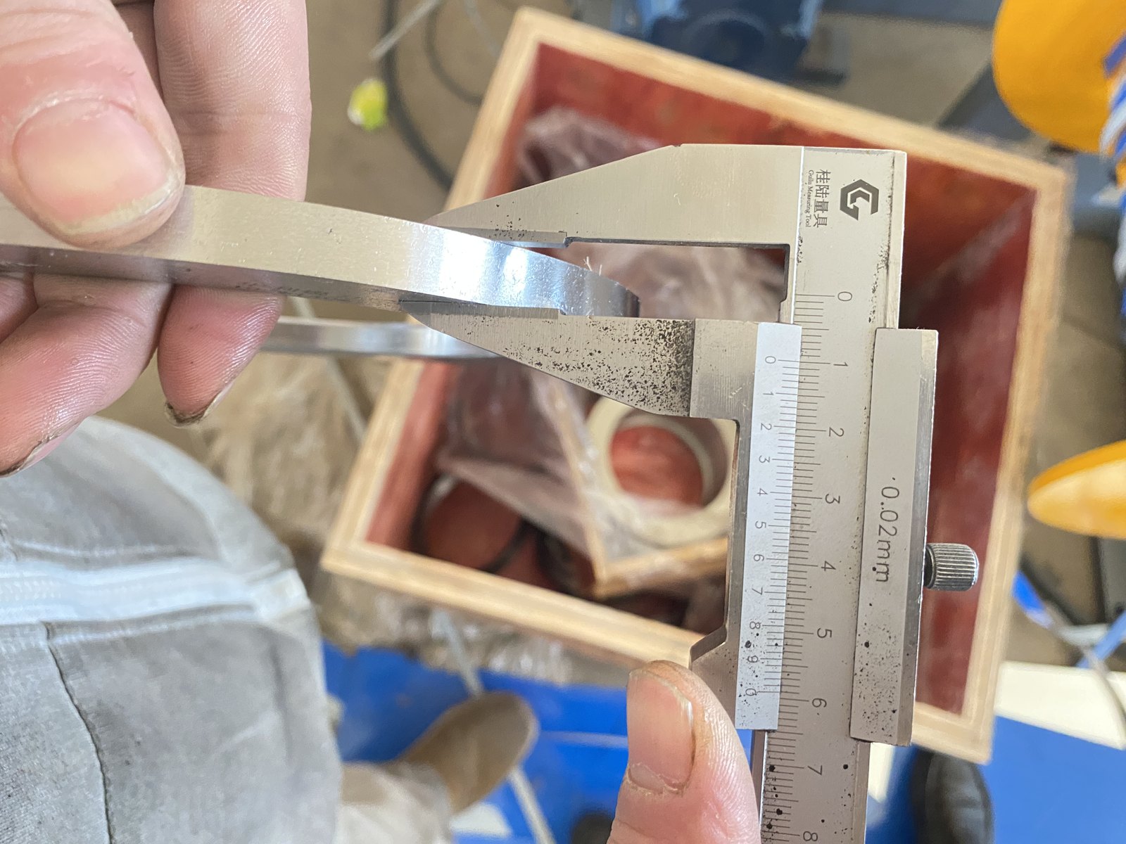 Finished strip measured with a caliper before dispatch