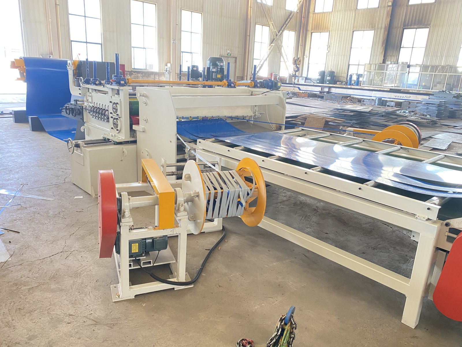 Steel coil slitting line — complete line in the workshop